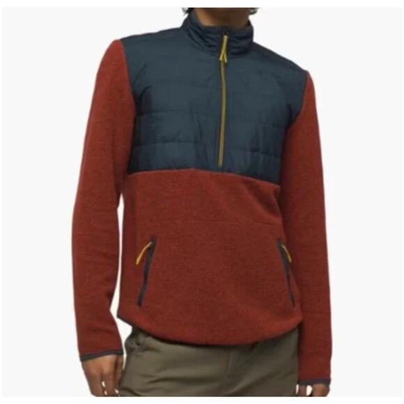 PrAna IncrediWool 1/2 Zip Pullover Jacket Rust Heather XL NWT | Men's - Picture 1 of 9